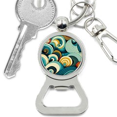 Waves Ocean Sea Abstract Whimsical (1) Bottle Opener Key Chain