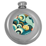 Waves Ocean Sea Abstract Whimsical (1) Round Hip Flask (5 oz) Front