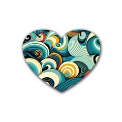 Waves Ocean Sea Abstract Whimsical (1) Rubber Coaster (heart) by Jancukart