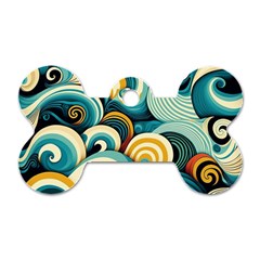 Waves Ocean Sea Abstract Whimsical (1) Dog Tag Bone (two Sides)