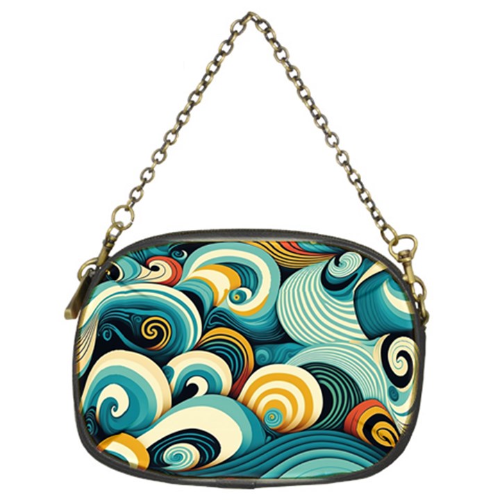 Waves Ocean Sea Abstract Whimsical (1) Chain Purse (Two Sides)