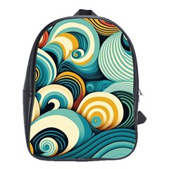 Waves Ocean Sea Abstract Whimsical (1) School Bag (large) by Jancukart