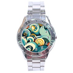 Waves Ocean Sea Abstract Whimsical (1) Stainless Steel Analogue Watch