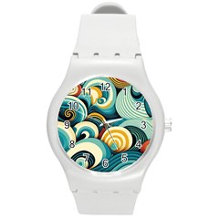 Waves Ocean Sea Abstract Whimsical (1) Round Plastic Sport Watch (m)