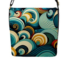 Waves Ocean Sea Abstract Whimsical (1) Flap Closure Messenger Bag (l)