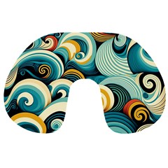 Waves Ocean Sea Abstract Whimsical (1) Travel Neck Pillow