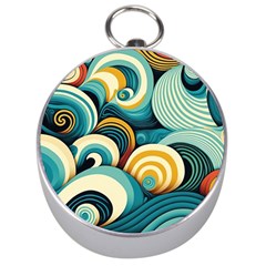 Waves Ocean Sea Abstract Whimsical (1) Silver Compasses