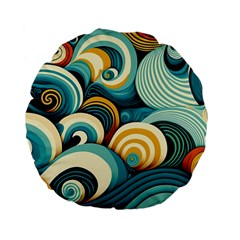 Waves Ocean Sea Abstract Whimsical (1) Standard 15  Premium Flano Round Cushions