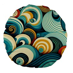 Waves Ocean Sea Abstract Whimsical (1) Large 18  Premium Flano Round Cushions