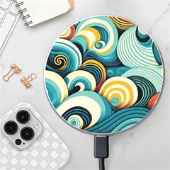 Waves Ocean Sea Abstract Whimsical (1) Wireless Fast Charger(white) by Jancukart