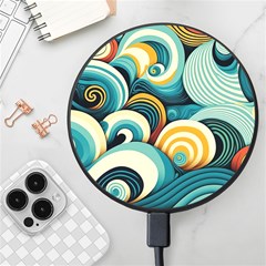 Waves Ocean Sea Abstract Whimsical (1) Wireless Fast Charger(black) by Jancukart