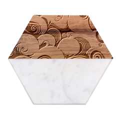 Waves Ocean Sea Abstract Whimsical (1) Marble Wood Coaster (hexagon) 