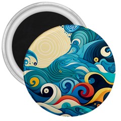 Waves Ocean Sea Abstract Whimsical (2) 3  Magnets