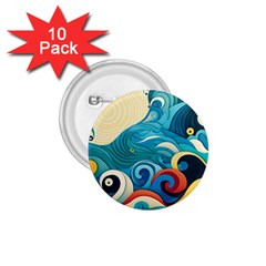 Waves Ocean Sea Abstract Whimsical (2) 1 75  Buttons (10 Pack)