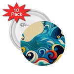 Waves Ocean Sea Abstract Whimsical (2) 2.25  Buttons (10 pack)  Front