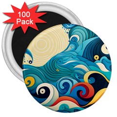 Waves Ocean Sea Abstract Whimsical (2) 3  Magnets (100 Pack)