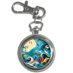 Waves Ocean Sea Abstract Whimsical (2) Key Chain Watches