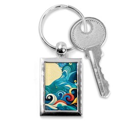 Waves Ocean Sea Abstract Whimsical (2) Key Chain (rectangle) by Jancukart