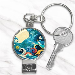 Waves Ocean Sea Abstract Whimsical (2) Nail Clippers Key Chain