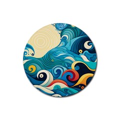 Waves Ocean Sea Abstract Whimsical (2) Rubber Coaster (round)