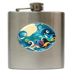 Waves Ocean Sea Abstract Whimsical (2) Hip Flask (6 Oz) by Jancukart