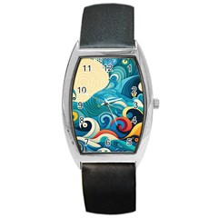 Waves Ocean Sea Abstract Whimsical (2) Barrel Style Metal Watch