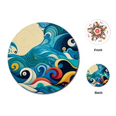 Waves Ocean Sea Abstract Whimsical (2) Playing Cards Single Design (round)