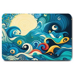 Waves Ocean Sea Abstract Whimsical (2) Large Doormat by Jancukart