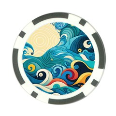 Waves Ocean Sea Abstract Whimsical (2) Poker Chip Card Guard