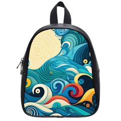 Waves Ocean Sea Abstract Whimsical (2) School Bag (small)