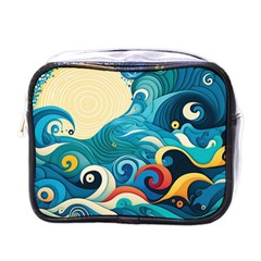 Waves Ocean Sea Abstract Whimsical (2) Mini Toiletries Bag (one Side)