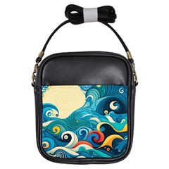 Waves Ocean Sea Abstract Whimsical (2) Girls Sling Bag by Jancukart