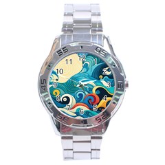 Waves Ocean Sea Abstract Whimsical (2) Stainless Steel Analogue Watch