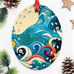 Waves Ocean Sea Abstract Whimsical (2) Oval Filigree Ornament (Two Sides) Front