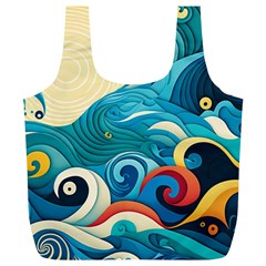 Waves Ocean Sea Abstract Whimsical (2) Full Print Recycle Bag (xl) by Jancukart