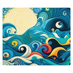 Waves Ocean Sea Abstract Whimsical (2) Two Sides Premium Plush Fleece Blanket (small)