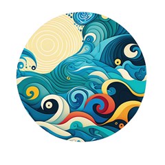 Waves Ocean Sea Abstract Whimsical (2) Mini Round Pill Box by Jancukart