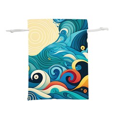 Waves Ocean Sea Abstract Whimsical (2) Lightweight Drawstring Pouch (l)