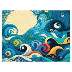 Waves Ocean Sea Abstract Whimsical (2) Premium Plush Fleece Blanket (Extra Small)