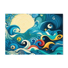 Waves Ocean Sea Abstract Whimsical (2) Crystal Sticker (a4)