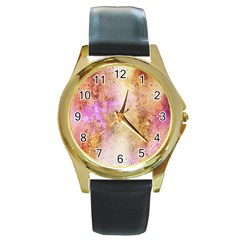 Background-104 Round Gold Metal Watch by nateshop