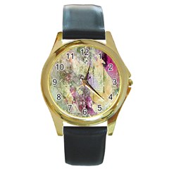 Background-105 Round Gold Metal Watch