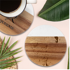 Background-105 Marble Wood Coaster (round)