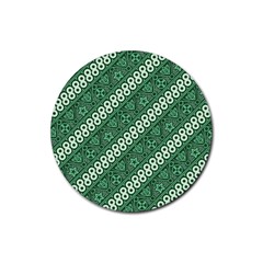 Batik-green Rubber Round Coaster (4 Pack) by nateshop