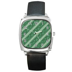 Batik-green Square Metal Watch by nateshop