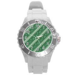 Batik-green Round Plastic Sport Watch (l) by nateshop