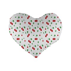 Cherries Standard 16  Premium Flano Heart Shape Cushions by nateshop