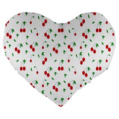 Cherries Large 19  Premium Flano Heart Shape Cushions by nateshop