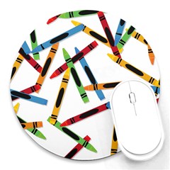 Crayons Round Mousepad by nateshop