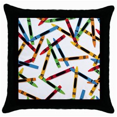 Crayons Throw Pillow Case (Black)